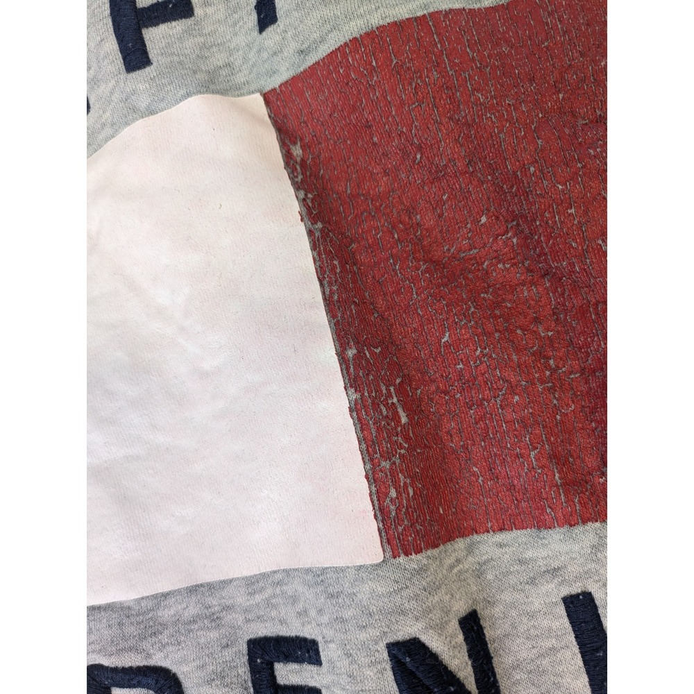 Tommy Hilfiger Denim Hoodie Mens XL Gray Flag Logo Pullover Sweatshirt XL (Fair) - Picture 4 of 4